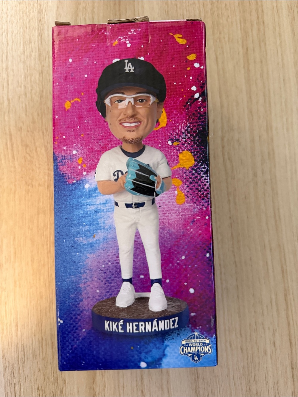 NIKA Kike Hernández Dodgers Pitcher Bobblehead - Blue, White, Pink - Picture 3 of 6